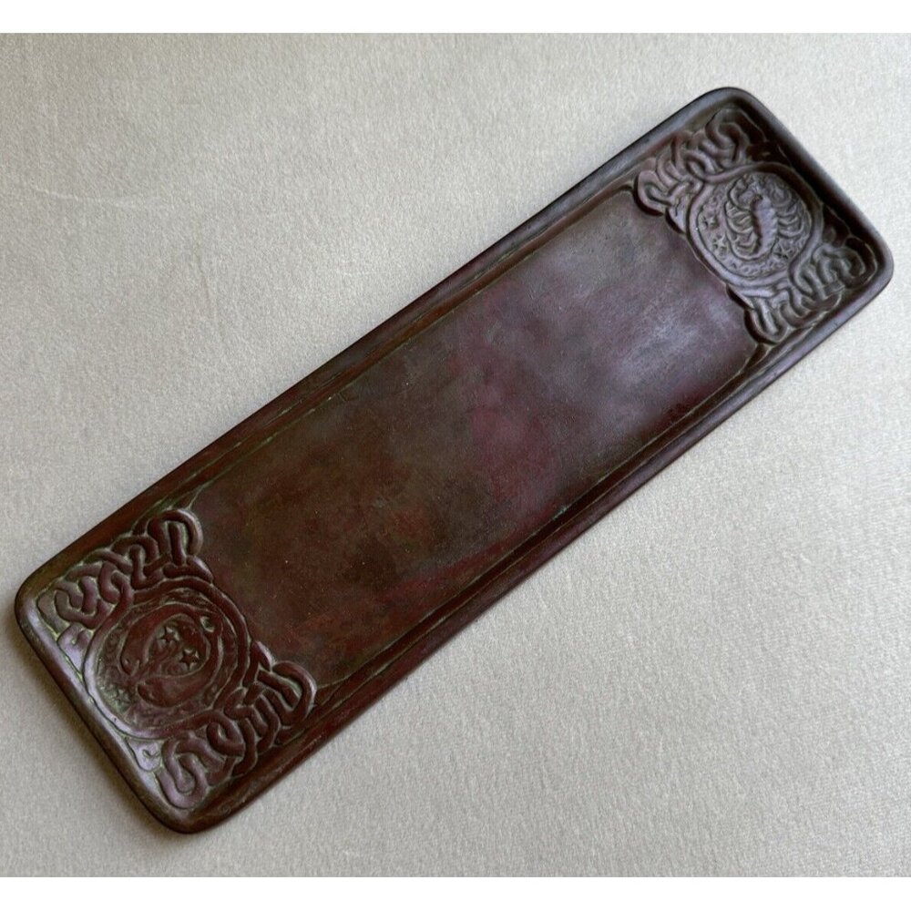 Tiffany Studios New York "Zodiac" Bronze Pen Tray 1000